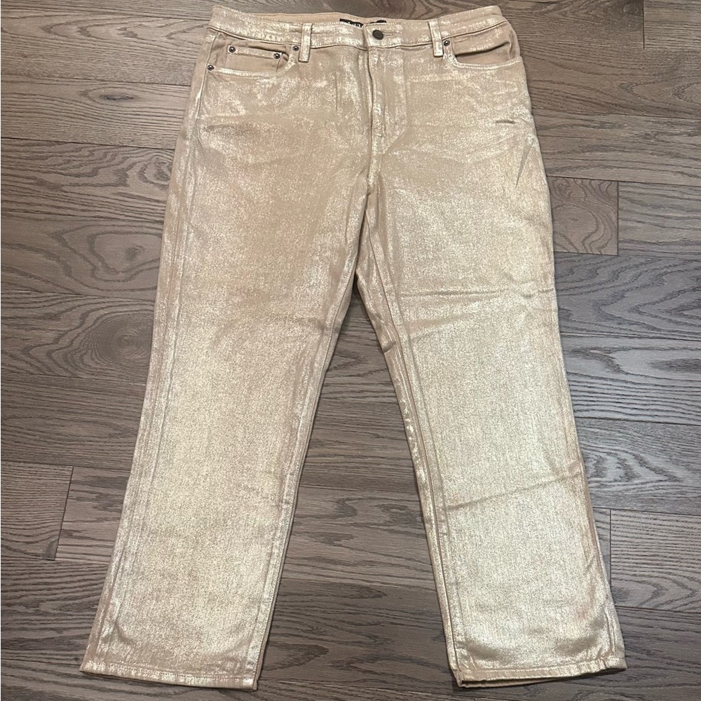 NWT Lauren Ralph Lauren Metallic Straight Ankle Jeans Women’s 12 High Rise